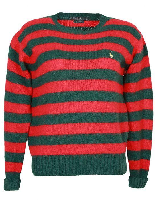 Red and Yellow Stripe Logo - 80s Ralph Lauren Green & Red Striped Jumper - S Red £36.0000 | Rokit ...