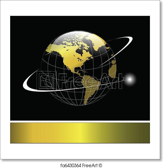 Black World Globe Logo - Free art print of Logo earth globe gold. Elegant logo with gold
