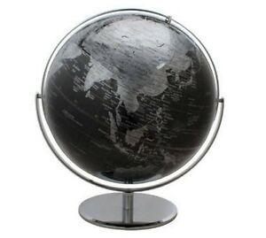 Black World Globe Logo - Large 2 Tone Revolving World Globe Table Top Black & Silver