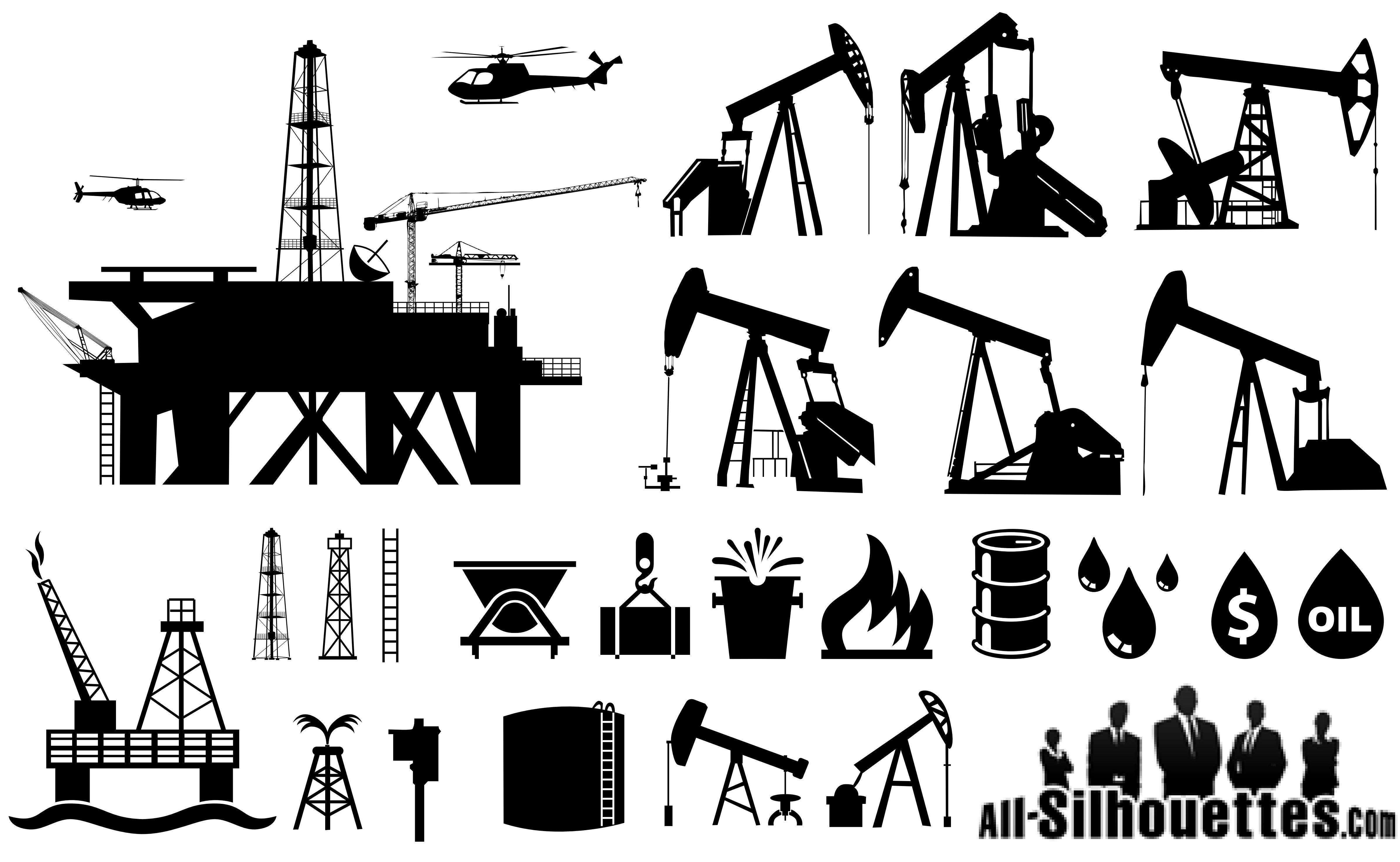 Oil Rig Logo - Oilfield Silhouettes Vector EPS Free Download, Logo, Icons, Brand ...