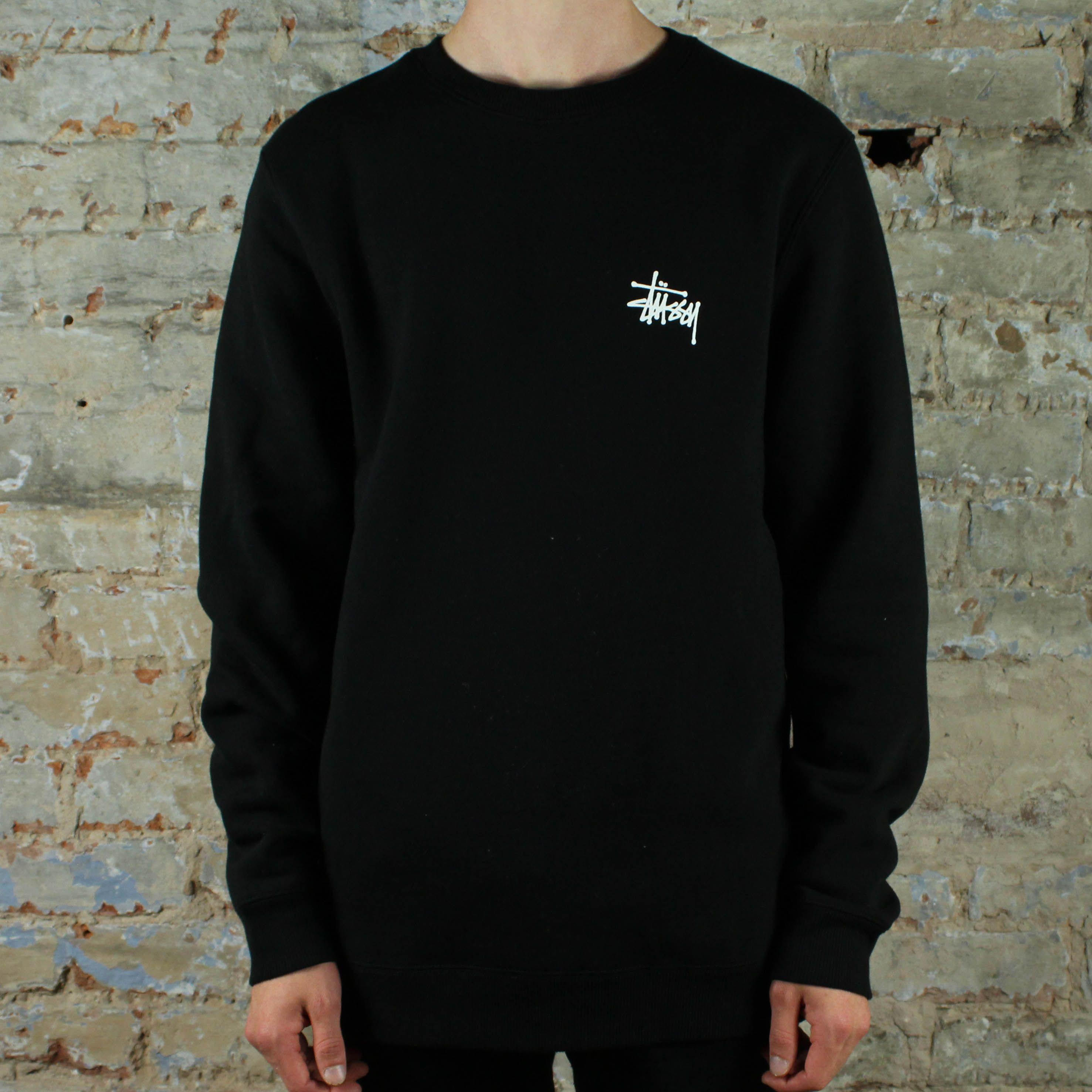 Stussy 80 Logo - Stussy Basic Logo Crew - Black - Remix Casuals