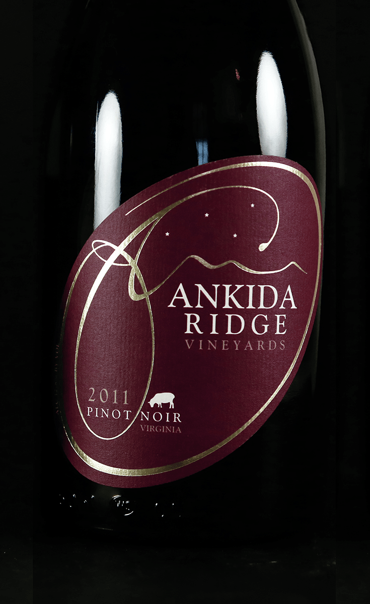 Oval Shape Design Logo - Ankida Ridge Vineyards Pinot Noir wine label design, oval shaped