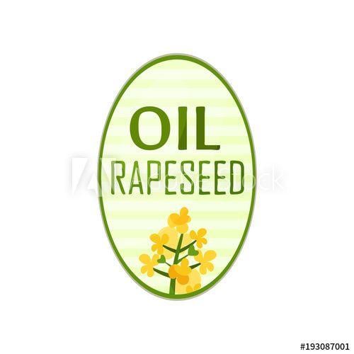Oval Shape Design Logo - Label for bottle of vegetable oil in oval shape with text and bright ...