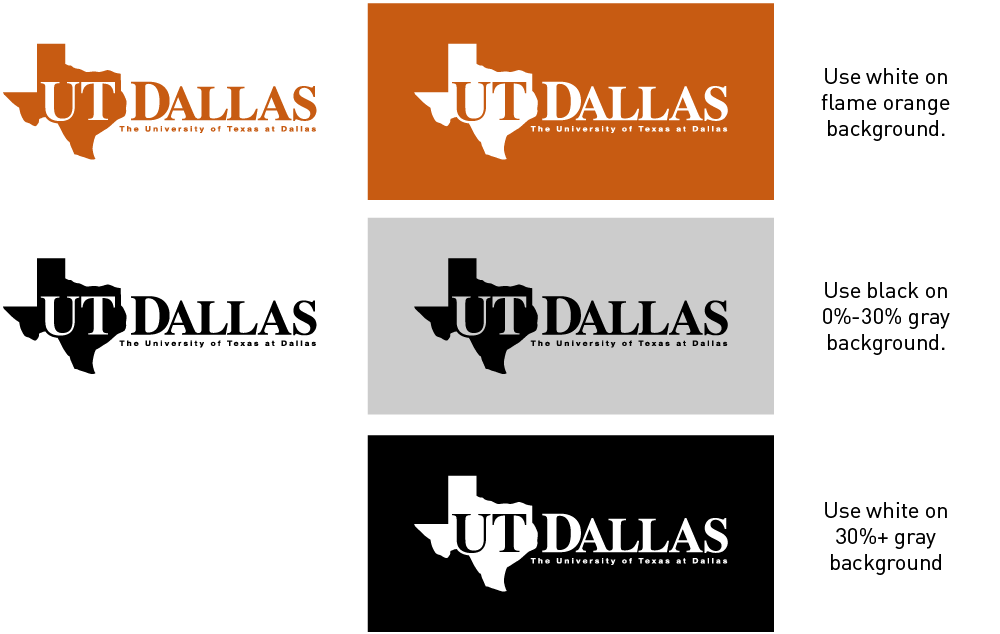Orange and White Brand Logo - UT Dallas Logos - Brand Standards - The University of Texas at Dallas