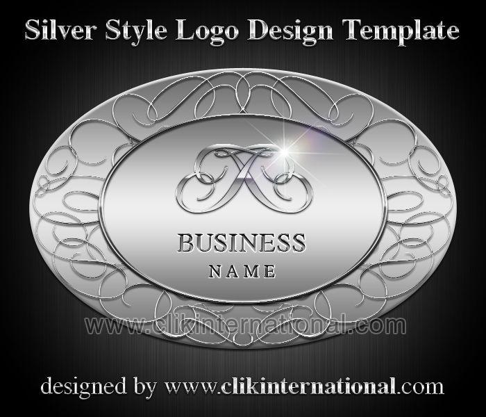 Oval Swirl Logo - Silver Chrome Style Logo Design Template ‚Äì Oval Shape and Swirls ...