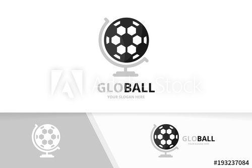 Unique Globe Logo - Vector soccer and globe logo combination. Ball planet symbol or icon