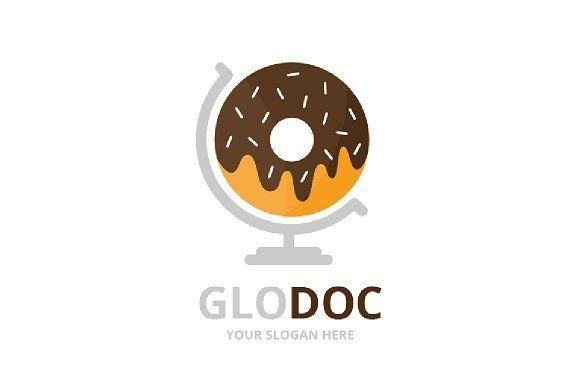 Unique Globe Logo - Vector donut and globe logo combination. Doughnut planet symbol or