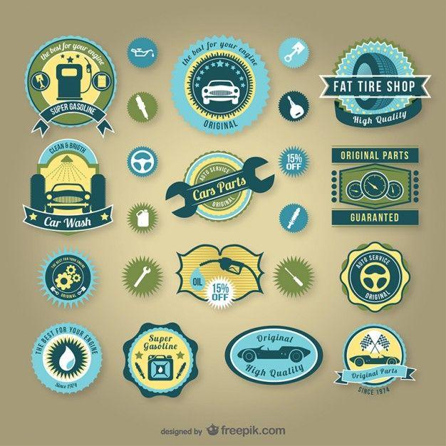 Vintage Car Parts Logo - Vintage car service badges Vector