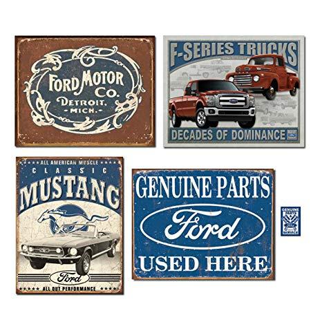 Vintage Car Parts Logo - Vintage Ford Tin Sign Bundle Motor Co. Historic Logo, Classic