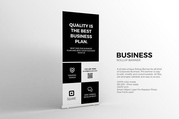 Simple Black and White Banner Logo - Black And White Roll Up Banner Flyer Templates Creative Market