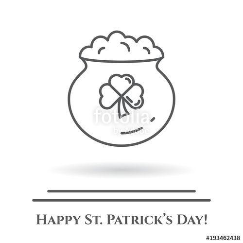 Simple Black and White Banner Logo - St. Patrick's Day theme black and white banner. Cauldron with gold ...