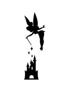 Tinkerbell Black and White Logo - Disney Peter Pan Tink TInkerbell Castle