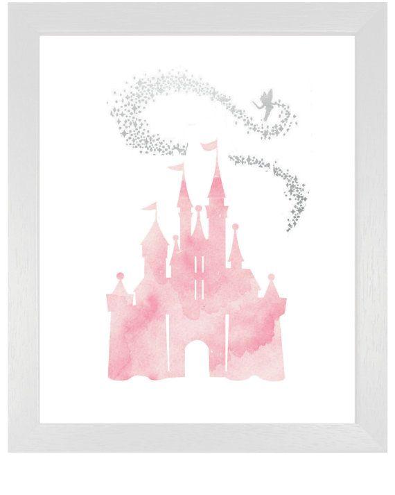 Tinkerbell Disney Castle Logo - Pink Cinderella Castle with Tinkerbell, DIY Printable Pink ...