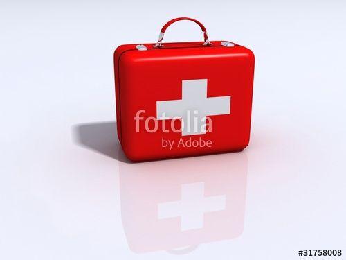 Red Box with White Cross Logo - Medical red box with white cross