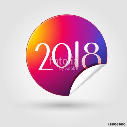 Multicolor Round Logo - 2018 logo sign, Happy New Year Christmas decorative circle element ...