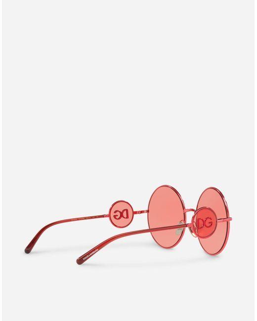 Multicolor Round Logo - Lyst - Dolce & Gabbana Round Metal Sunglasses With Dg Logo