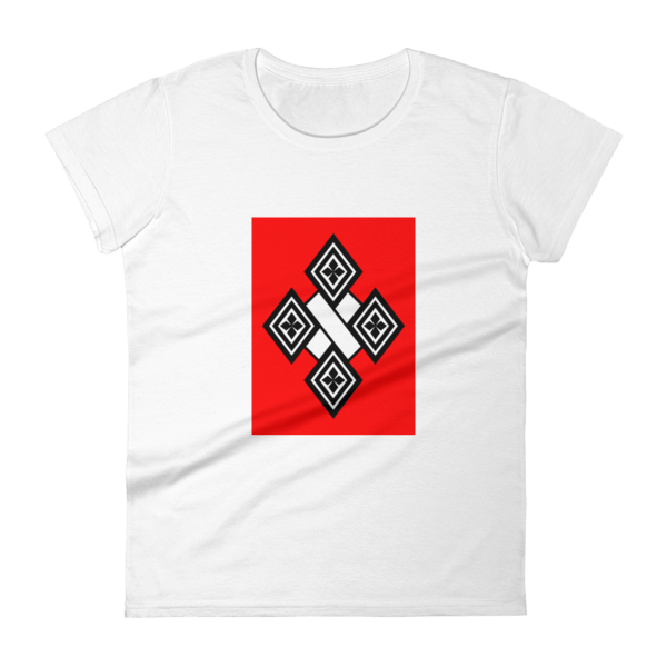 Red Box with White Cross Logo - Black & White Cross Red Box Women's T-Shirt | Abyssinian Kiosk