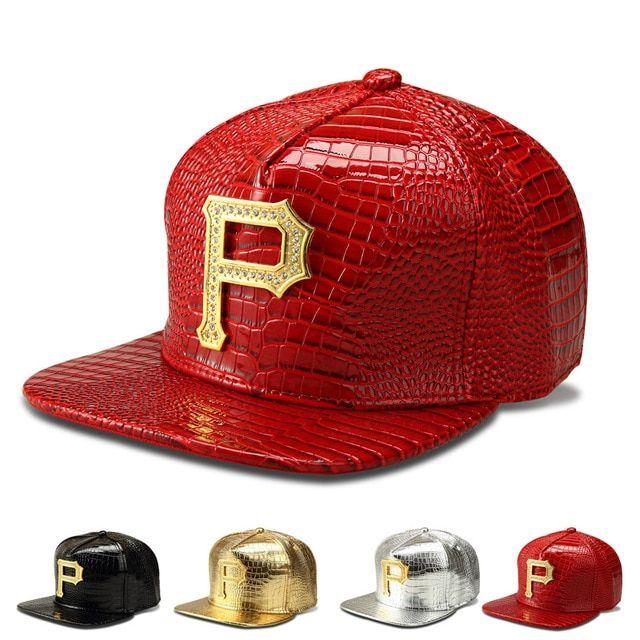P Baseball Logo - 2016 High Quality Brand Golden P Letter Metal Logo PU Hip Hop Hat ...
