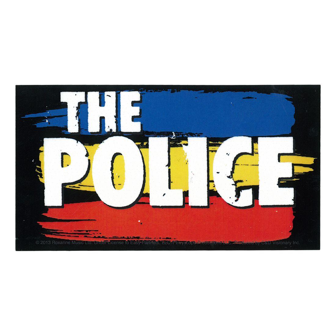 Liquid Blue and Red Logo - The Police Striped Logo Sticker Liquid Blue