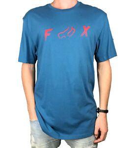 Red and Blue Striped Logo - FOX. Premium Fit. Blue / Red Striped Logo Shirt. Size: Small, X