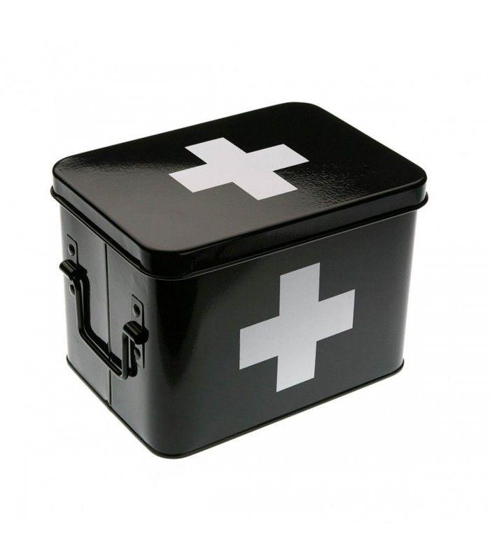 Red Box with White Cross Logo - Black and White Cross Pharmacy Box