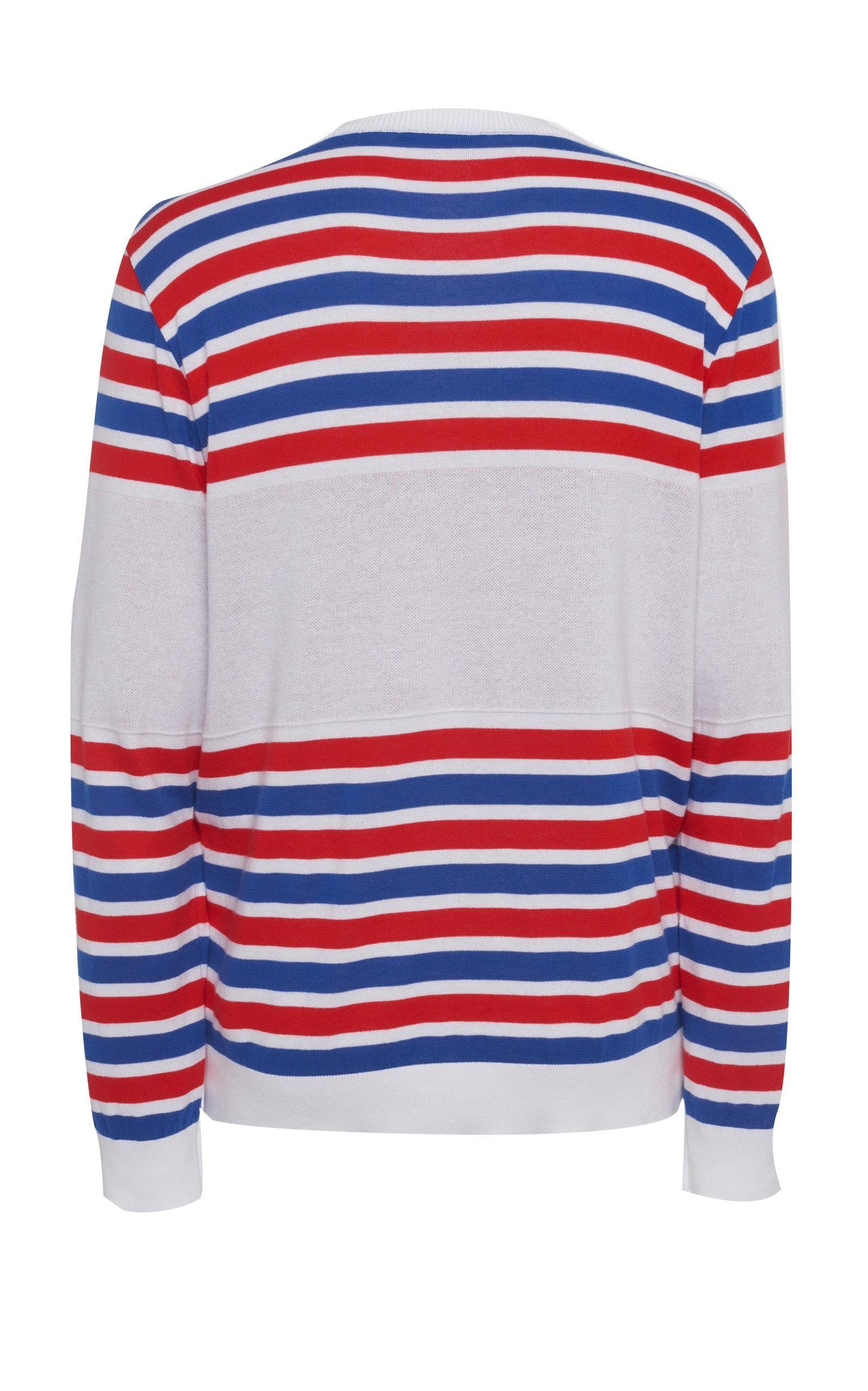 Red and Blue Striped Logo - Balmain Logo Striped Intarsia-knit Sweater for Men - Lyst