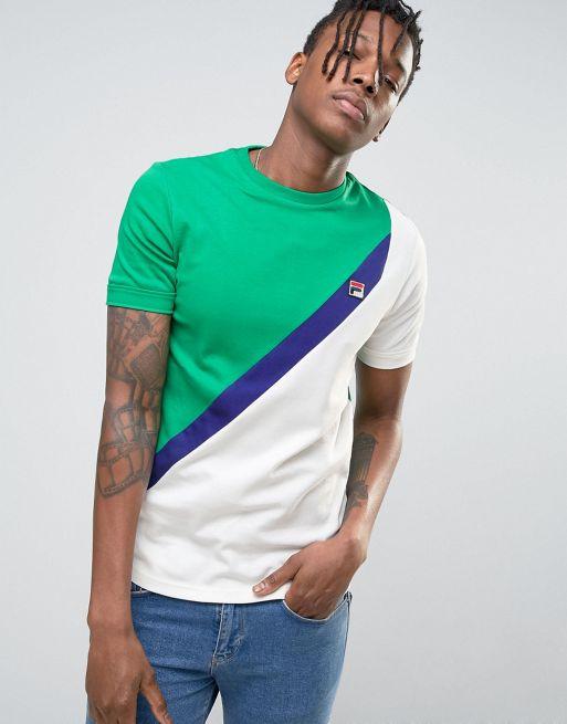 F Box Logo - Fila Vintage Diagonal T-Shirt With Small F Box Logo Men Green T ...