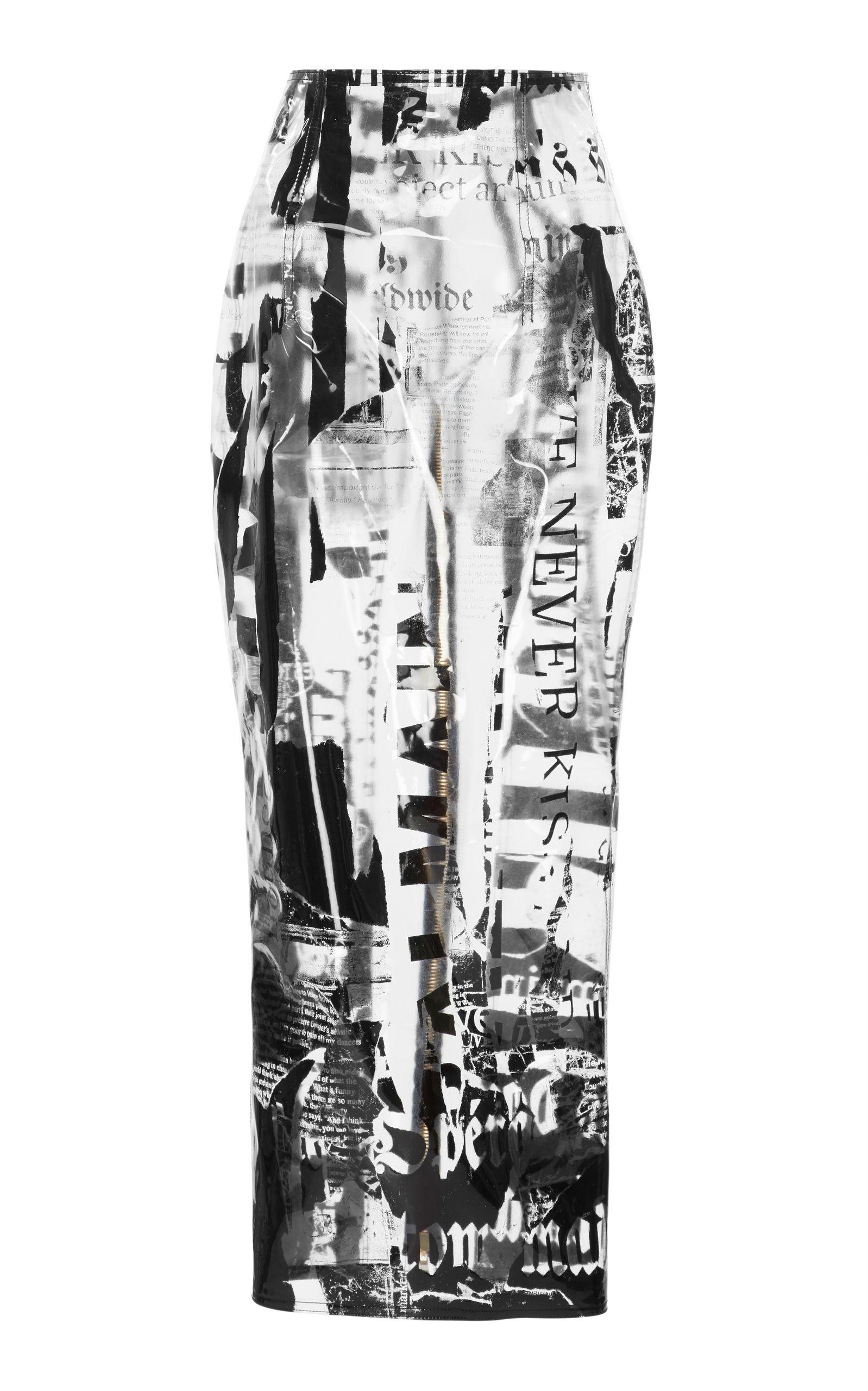 Balmain Transparent Logo - Balmain Transparent Newspaper Pencil Skirt In Black | ModeSens