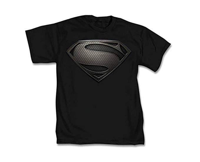 Black and Superman Logo - Amazon.com: DC Comics Superman Man Of Steel Silver Logo T-Shirt ...