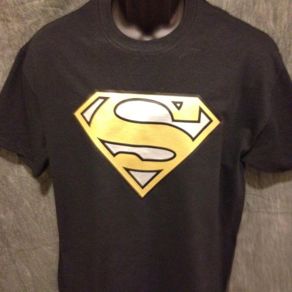 Black Silver Superman Logo - Superman Logo Variant Gold and Silver Alternate-Color Logo Black Tshirt  Superman Logo Tshirt