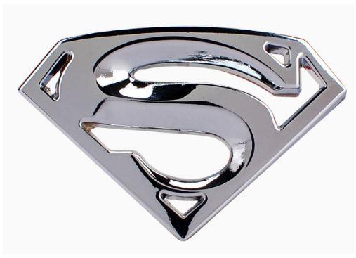 Black and Silver Superman Logo - Superman Chrome Metal Car Emblem Silver