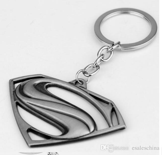 Black and Silver Superman Logo - Superman Keychain Superhero S Logo Zinc Alloy Keyring Gold