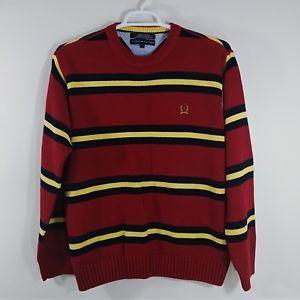 Red and Blue Striped Logo - Tommy Hilfiger Crewneck Sweater Striped Red Blue Yellow Size L Large
