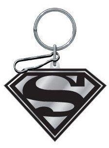 Black Silver Superman Logo - Plasticolor Black And Silver Superman Enamel Key Chain