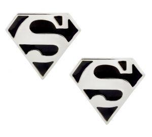 Black and Silver Superman Logo - Buy The Jewelbox Glossy Superman Logo Black Enamel Silver Rhodium ...