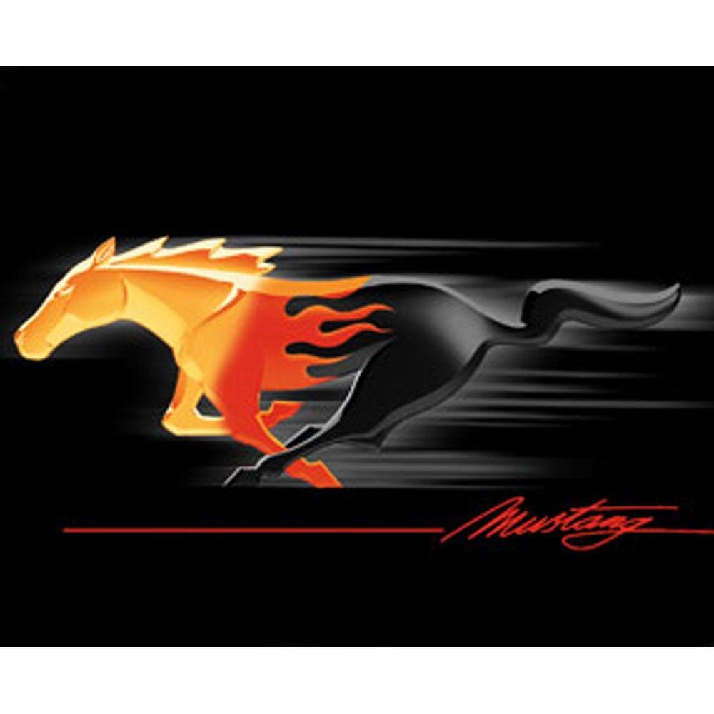 Running Mustang Logo - Mustang Apparel T Shirt Black Running Horse Logo Flames