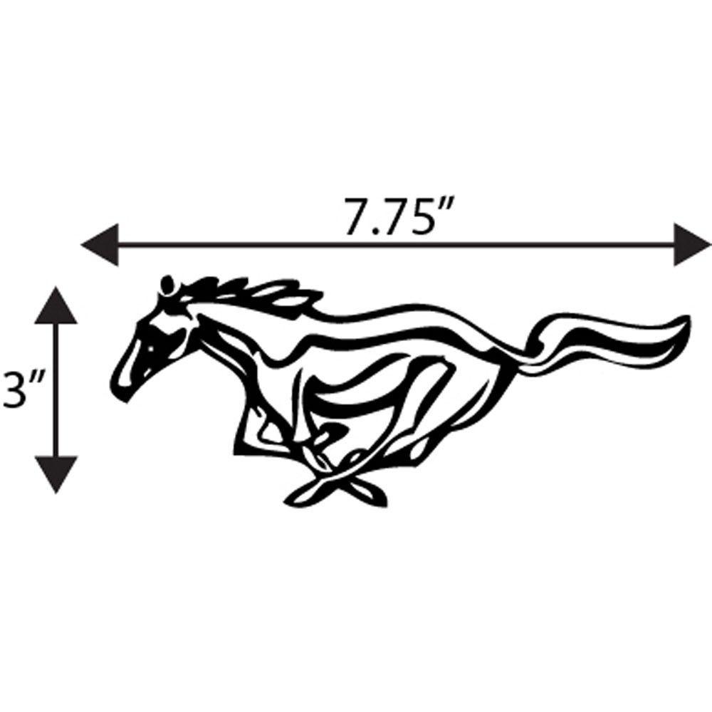 Running Mustang Logo - Graphic Express N024P BLACK Mustang Detailed Running Pony Decal 3x7