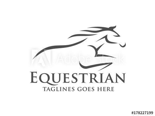 Running Mustang Logo - Horse racing logo template. Vector racer or rearing mustang