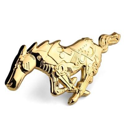 Running Mustang Logo - Running Horse Logo for Ford Mustang [Gold, Metal, Sticker]