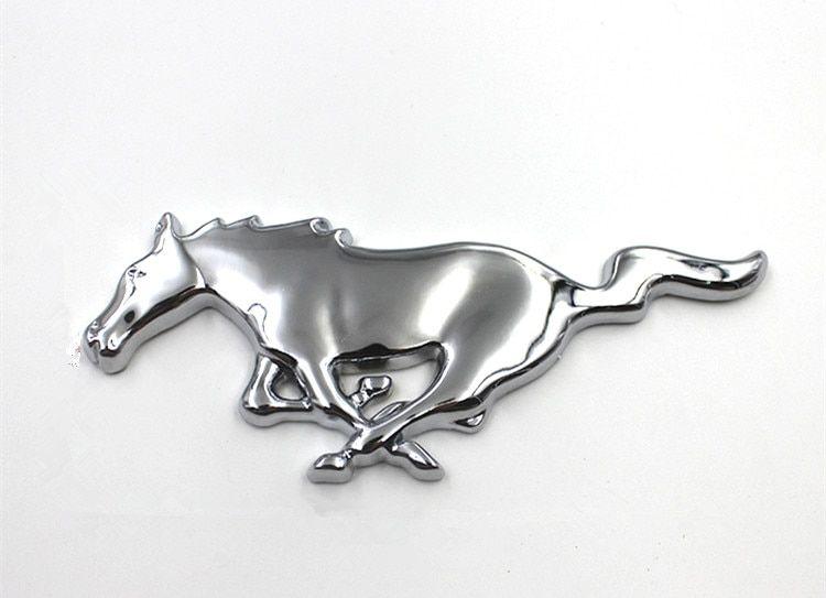 Horse Car Logo - Black Silver Chrome Metal Running Horse Car Grille Styling Emblem ...