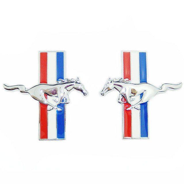Running Mustang Logo - ANTEKE 2PCS Door Fender 3D Emblem Auto Sticker Running Horse For ...