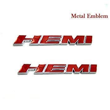 Red Dodge Logo - LZLRUN 2pcs Red B186 HEMI Emblem Decal Badge Sticker