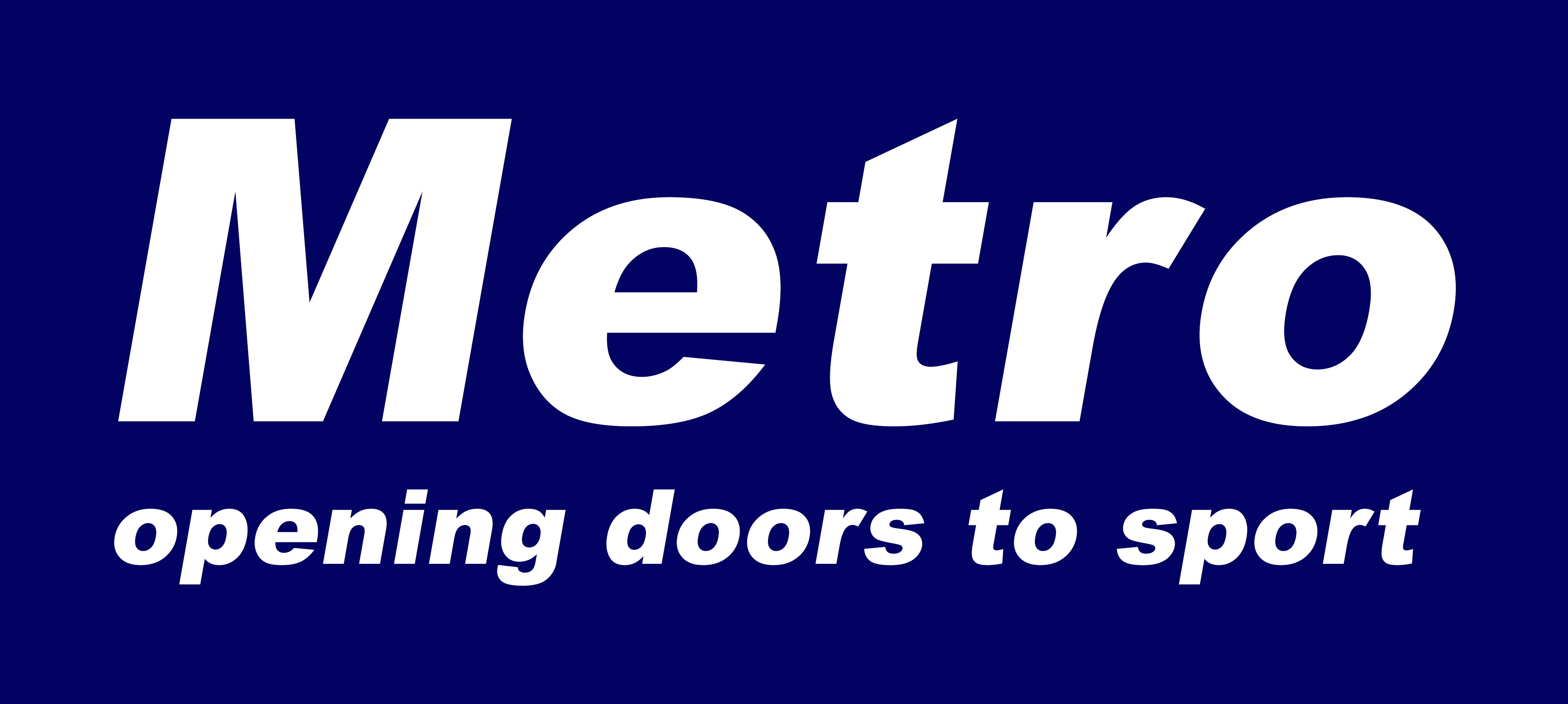 White and Blue Sports Logo - Metro Blind Sport logo - Thomas Pocklington Trust