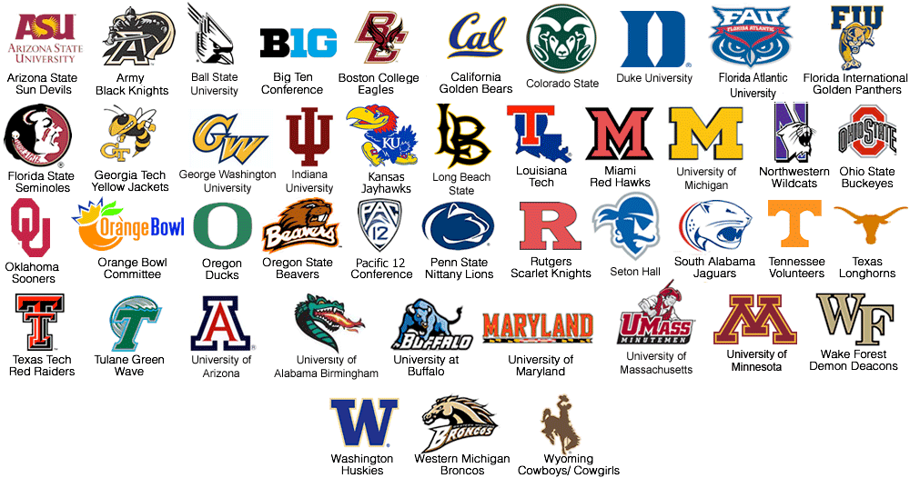 all college football logos and names