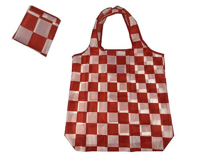 Red and White Square Logo - Red Square Fold Up 190t polyester Folding Pocket Reusable