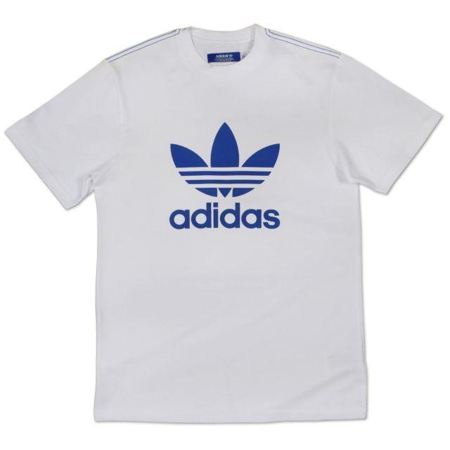 White and Blue Sports Logo - adidas Originals Trefoil Shirt Leisure Sports Retro Logo Bluebird ...