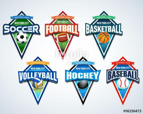 Colorful Sports Logo - Mega set of colorful sports logos soccer, football, basketball ...