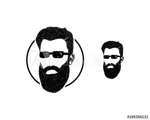 Face in Circle Logo - Circle Mustache Beard Man Face Style with Glasses Illustration Hand