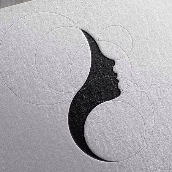 Circle Lady Logo - Woman face contours