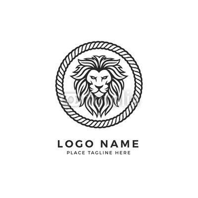 Face in Circle Logo - King Lion Head Logo Template, Strong Glare Lion Face. Elegant Design